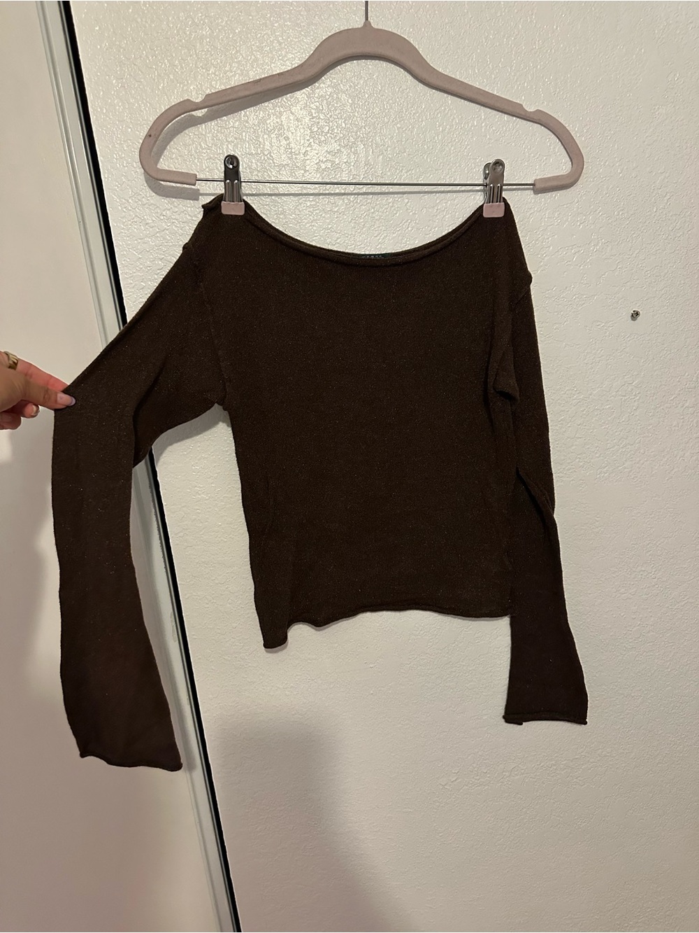 wild fable Brown Off-the-Shoulder Knit Sweater